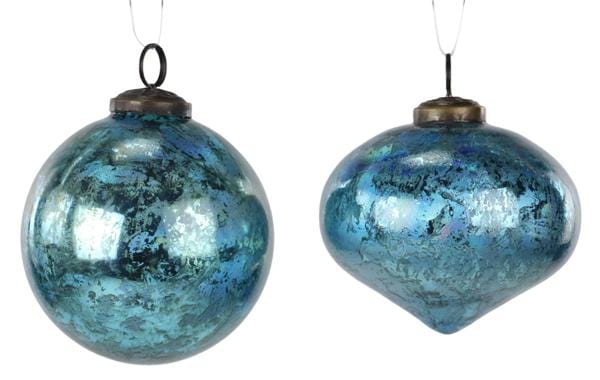 2Asst 4"Dia Irid. Ball/Onion Glass Ornaments Craig Bachman XH705830