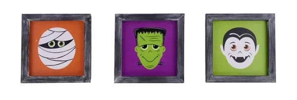 3 Asst 8"Sq Wood Halloween Sign Craig Bachman HH763799