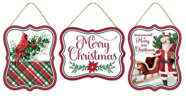 3Asst 5"H x 4"L Embossed Christmas Sign Craig Bachman MD1451