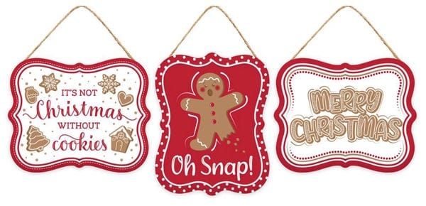 3Asst 5"L x 4"H Emboss Gingerbread Sign Craig Bachman MD1449