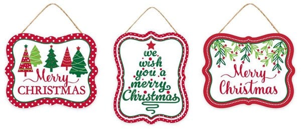 3Asst 5"Lx4"H Embss Merry Christmas Sign Craig Bachman MD1450