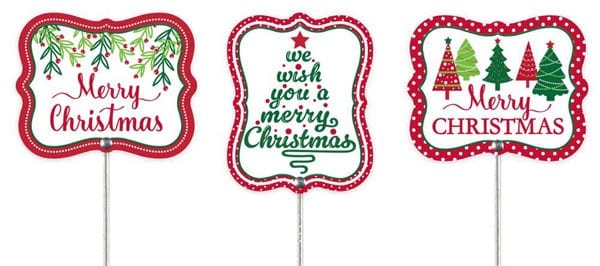 3Asst 5"Lx4"H Merry Christmas Sign Pick Craig Bachman MF4011