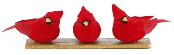 4.5"L Velvet/Feather Chubby Cardinal - Red-Set of 3 Shirley's Direct MB0619