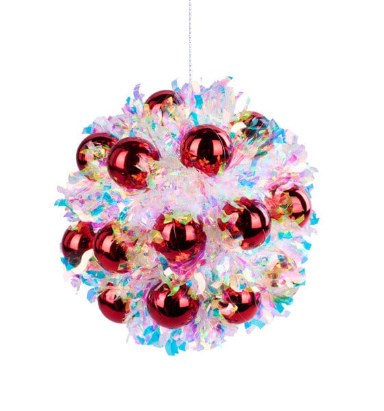 4.75"Dia Tinsel/Vp Ball Ornament-Iridescent Red Craig Bachman XJ5390K9