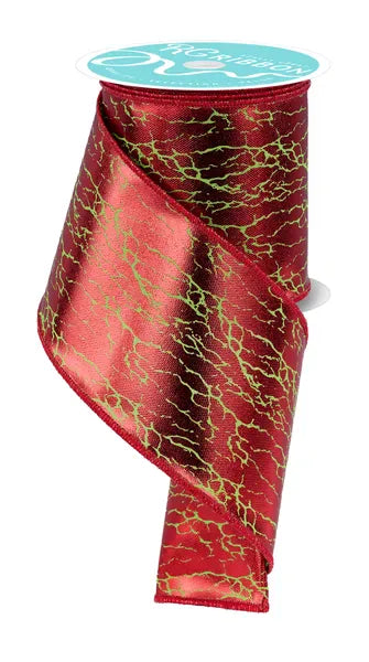 4" x 10yd Cracked Foil - Fresh Green/Red Craig Bachman RIBBON RGH108970