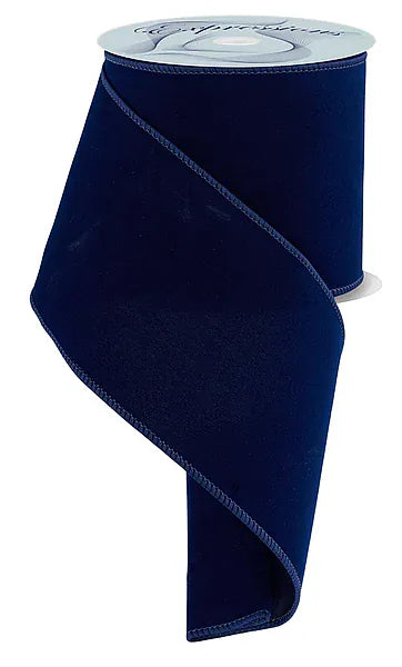 4" x 10yd Indoor Velvet Ribbon - Dark Navy Blue Craig Bachman RL1944FA