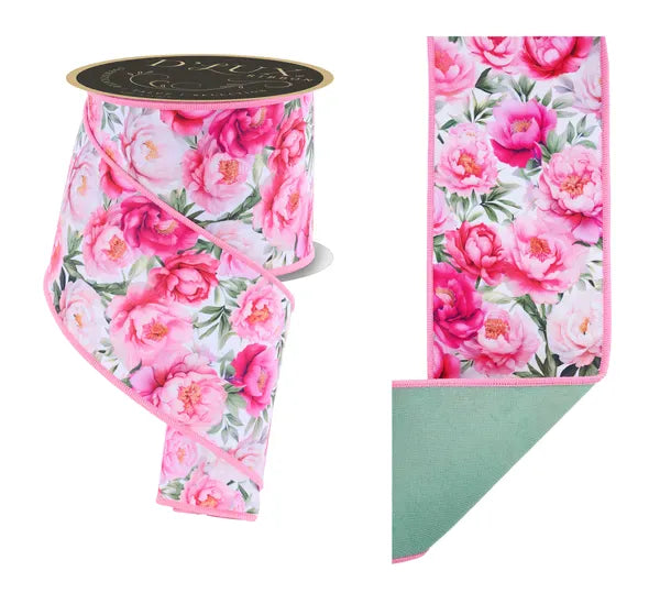 4" x 10yd Peonies/Fused Craig Bachman LX1214WT