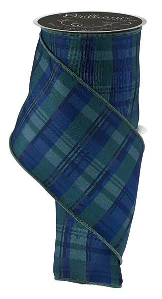 4" x 10yd Plaid - Navy Blue/Emerald Green Craig Bachman LS130373