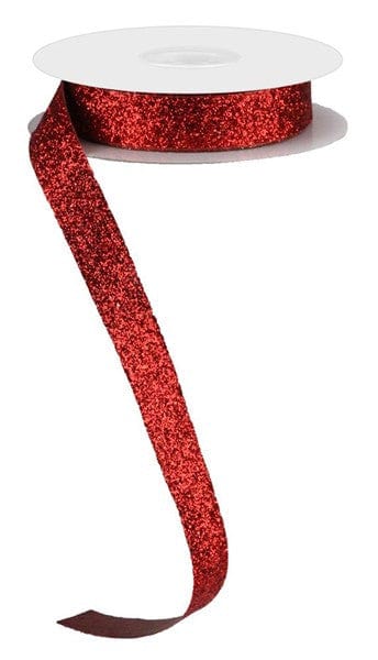 5/8" X 25YD GLITTER ON METALLIC,HOT CUT - NO WIRE, RED Craig Bachman RJ203424