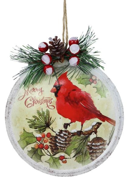 5"H x 4.75"Dia Metal Cardinal Ornament Craig Bachman XJ4702