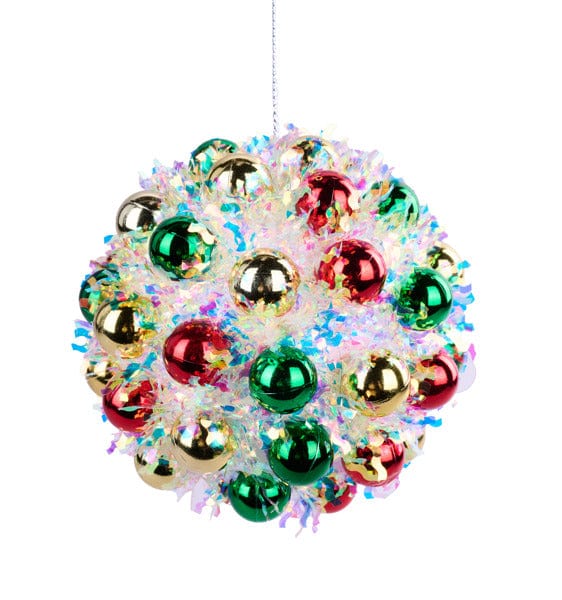 6"Dia Tinsel/Vp Ball Ornament-IRIDESCENT/RED/EMERALD/GOLD Craig Bachman XJ5391X1