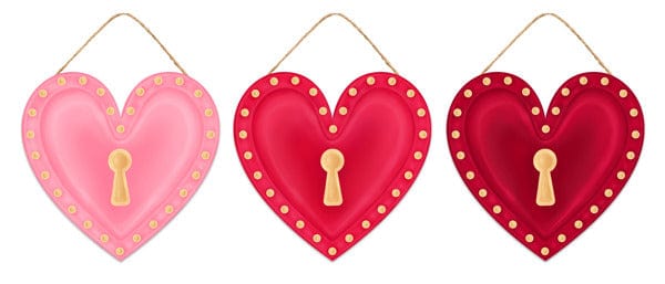 6"Lx5.75"H Mdf Heart Lock Heart Sign- 3 PIECE SET Craig Bachman AP736199