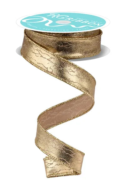 7/8" x 10yd Cracked Foil - Beige/Gold Craig Bachman RIBBON RGH7084GS