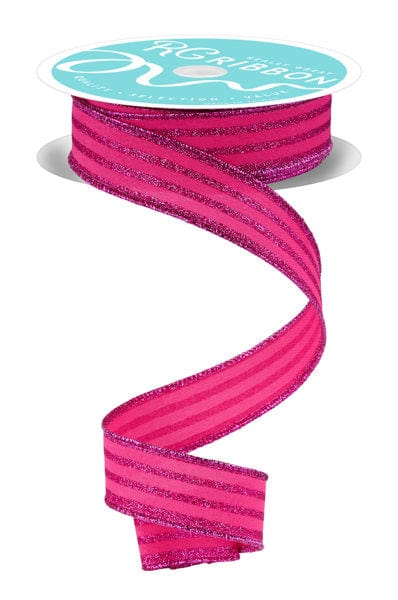 7/8" x 10yd Glitter Vertical Stripe - Hot Pink Craig Bachman RIBBON RGF797011