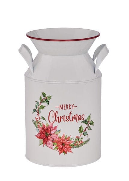 8.25"Hx5.25"L Emboss Christmas Milk Can Craig Bachman XC0164