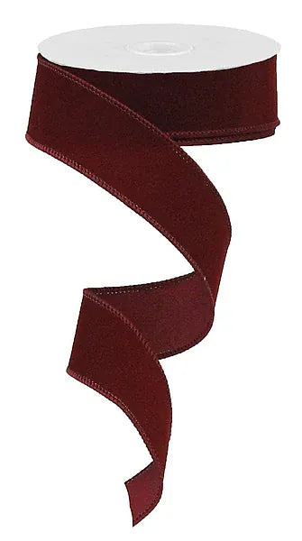 1.5" x 10yd Indoor Velvet Ribbon - Burgundy