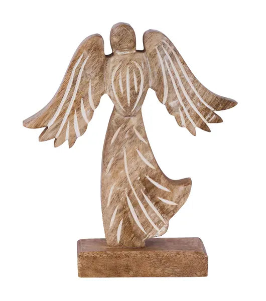 9.75"H x 8.25"W Mango Wood Angel - Natural/Whitewash Craig Bachman