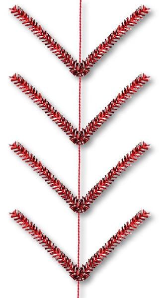 9' Pencil Work Garland x 22 Ties-Metallic Red Craig Bachman XX752524