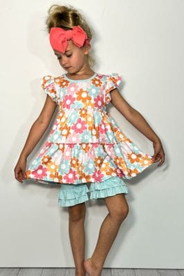 Aqua Daisy Girls Set Shirleys of Collins