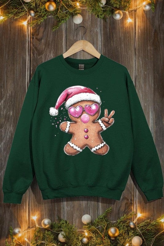 Blowing Bubble Gingerbread  Graphic Sweatshirts Color Bear FOREST GREEN / S 2000002381625