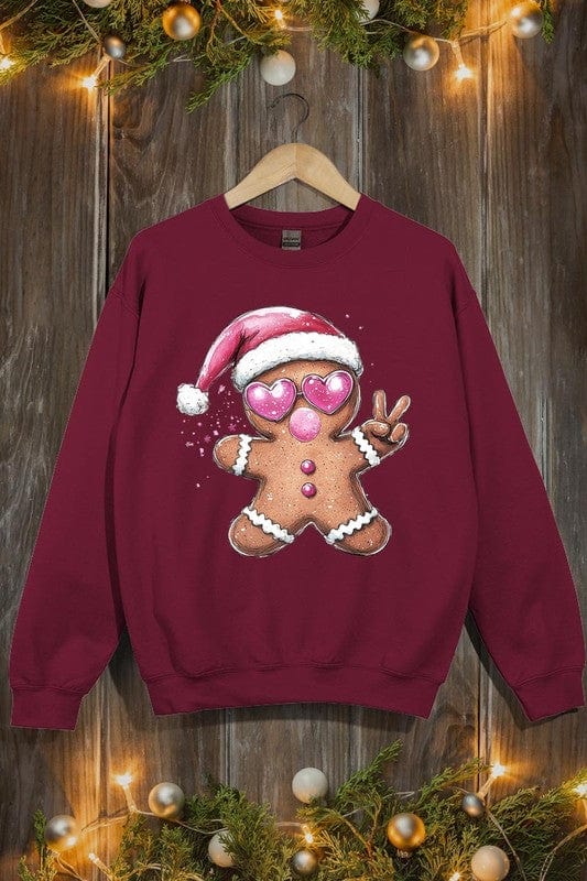 Blowing Bubble Gingerbread  Graphic Sweatshirts Color Bear MAROON / S 2000002381589