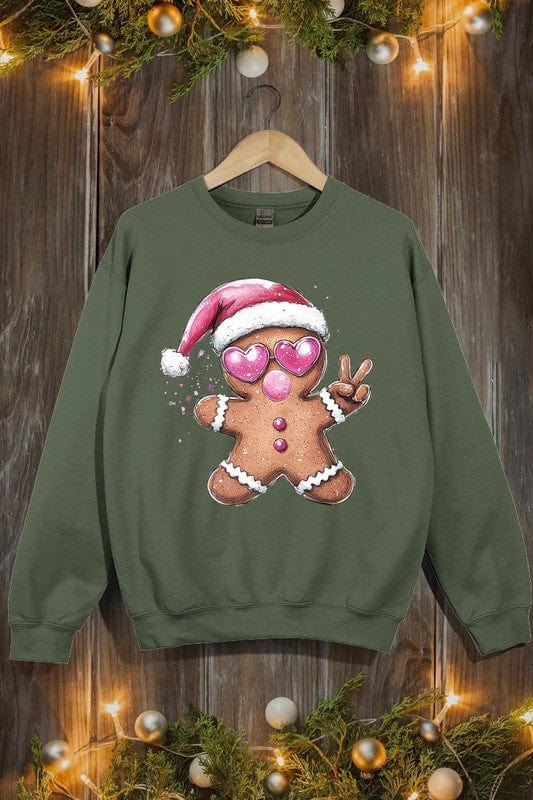 Blowing Bubble Gingerbread  Graphic Sweatshirts Color Bear MILITARY GREEN / S 2000002381593