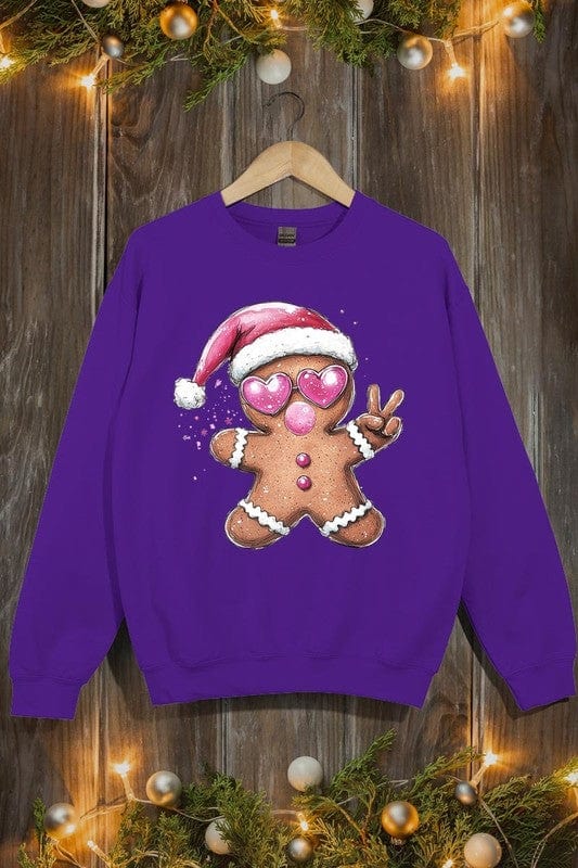 Blowing Bubble Gingerbread  Graphic Sweatshirts Color Bear PURPLE / S 2000002381601