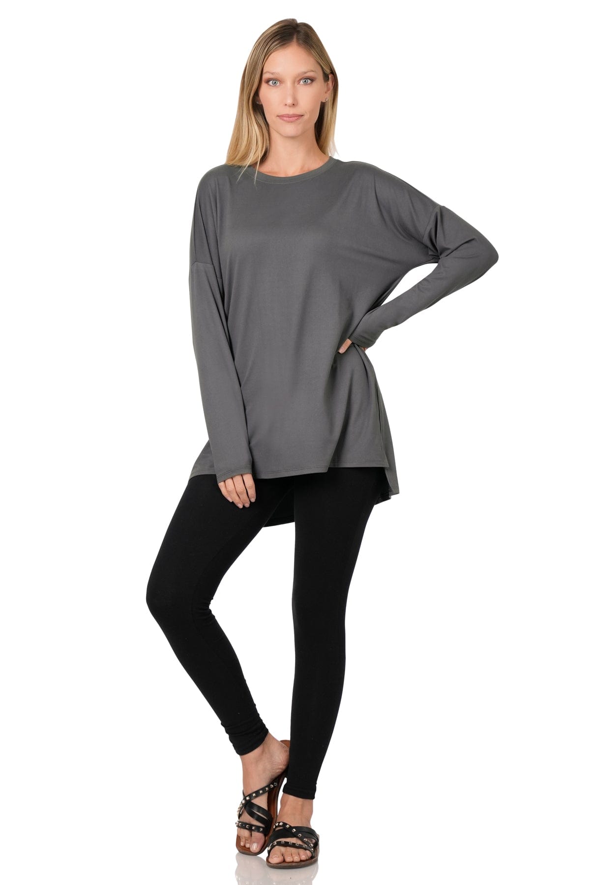 BRUSHED DTY MICROFIBER LOUNGEWEAR SET- Round neck Zenana