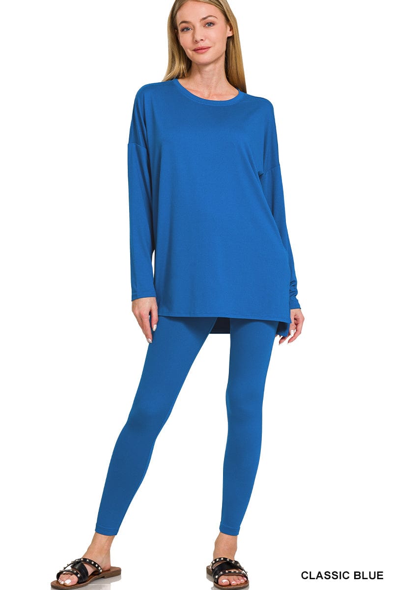 BRUSHED DTY MICROFIBER LOUNGEWEAR SET- Round neck Zenana