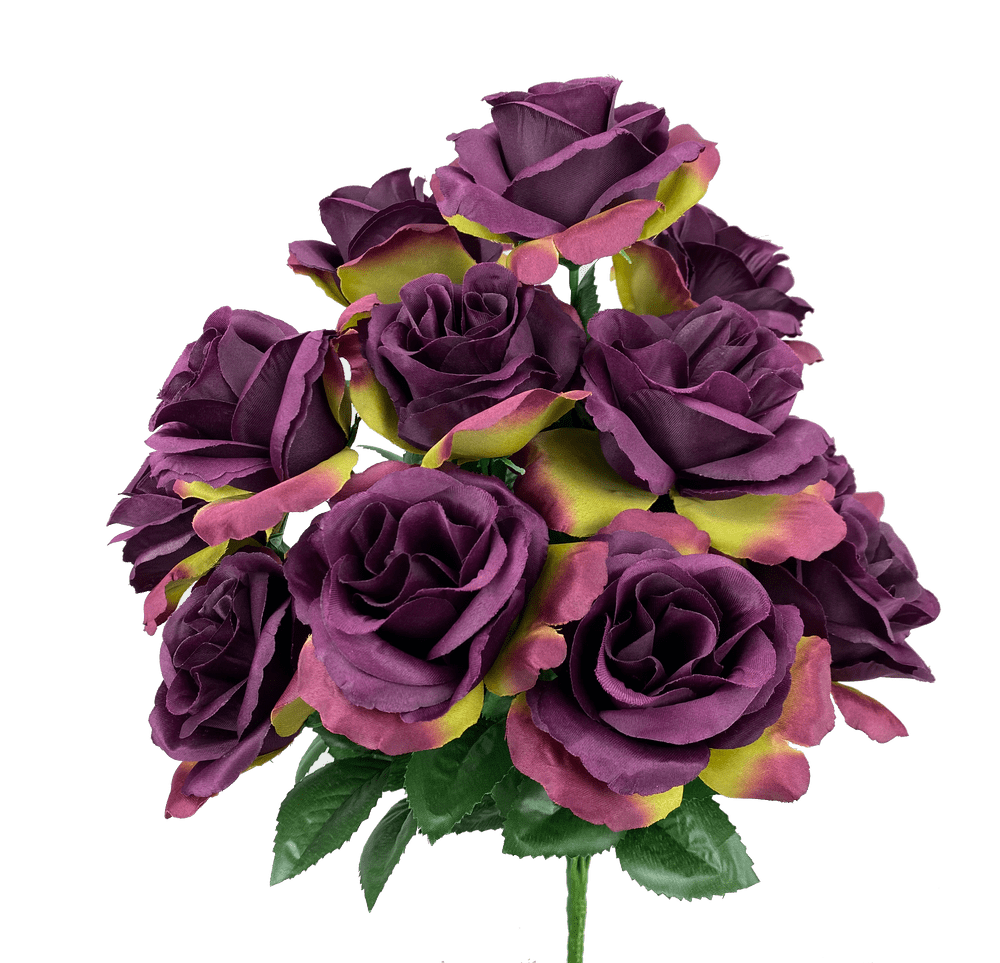 Color Fast Lillian Open Rose Bush-Eggplant Liberty Floral Flowers 30388-EP