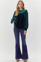 Colorblock Leopard Print Velvet Top JODIFL clothing