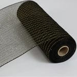 DECORATING MESH, METALIC, 10"x10 YDS/ROLL-BLACK WITH GOLD STRIPE Shirleys of Collins 5914-BLACK