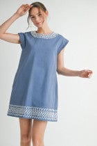 Drop Shoulder Solid Dress with Edge Trim Detail JODIFL clothing