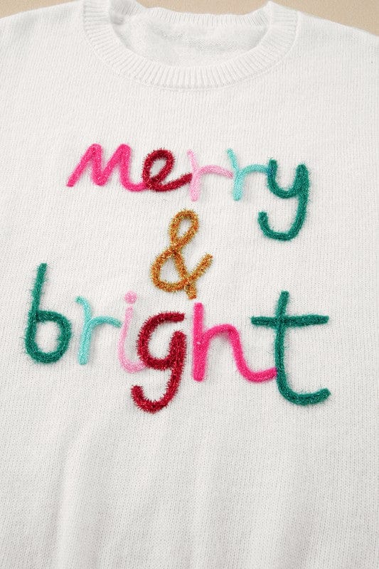 Glitter Merry & Bright Round Neck Knit Sweater SHEWIN INC.