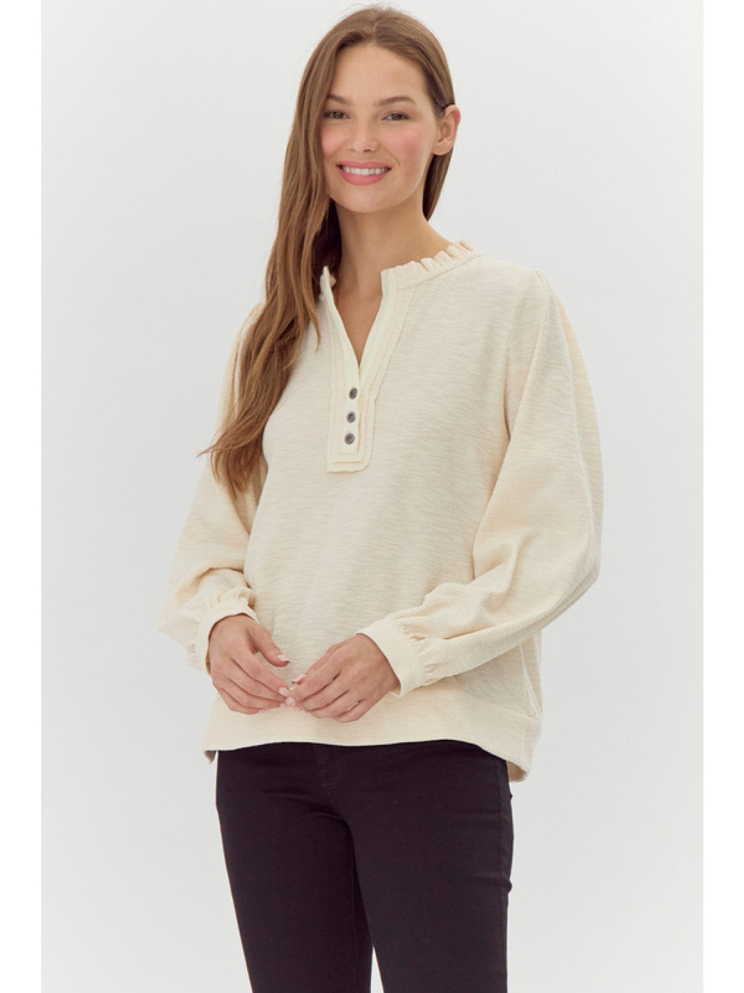 HENLEY TOP -IVORY JODIFL