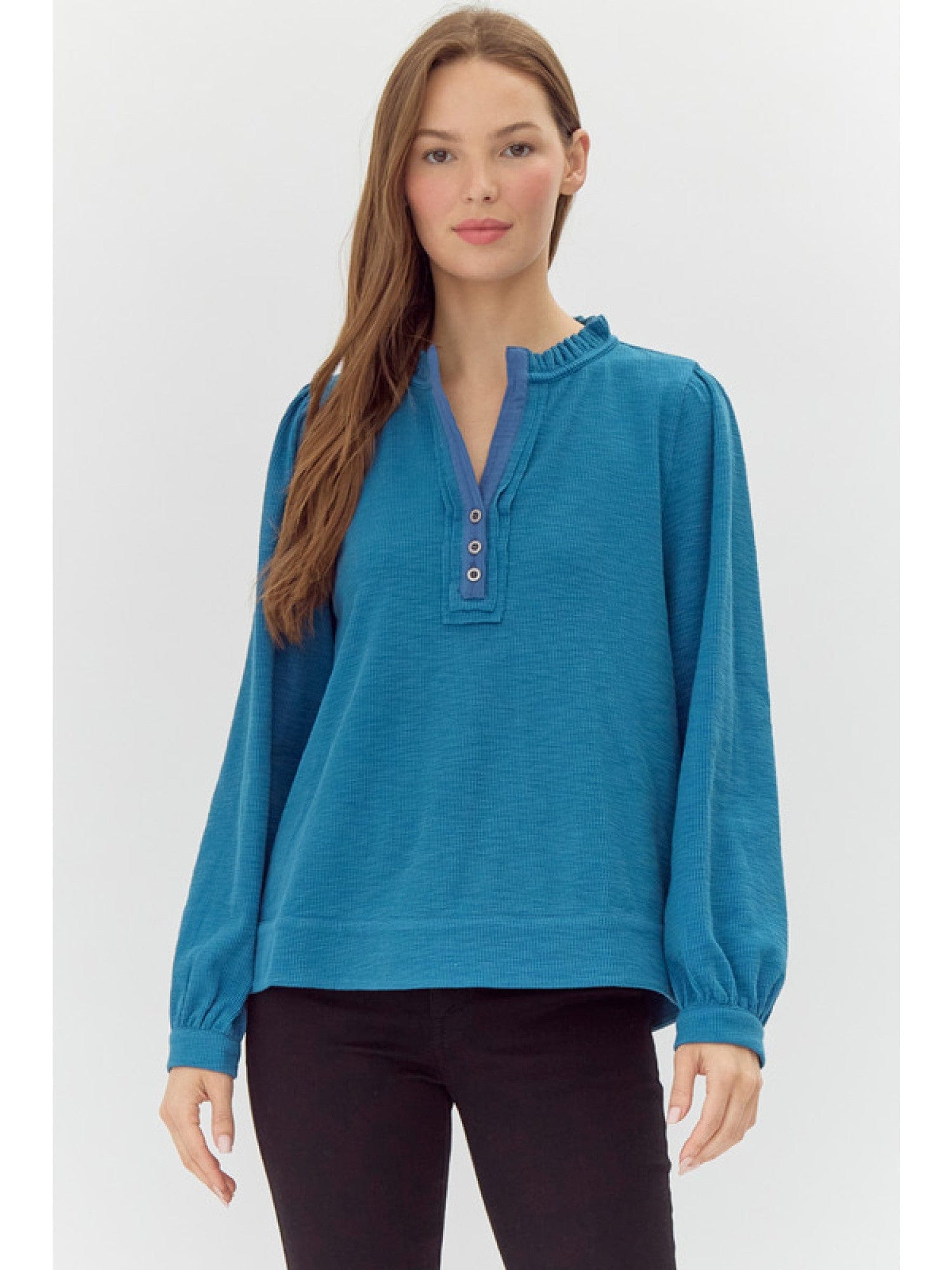 HENLEY TOP -TEAL JODIFL