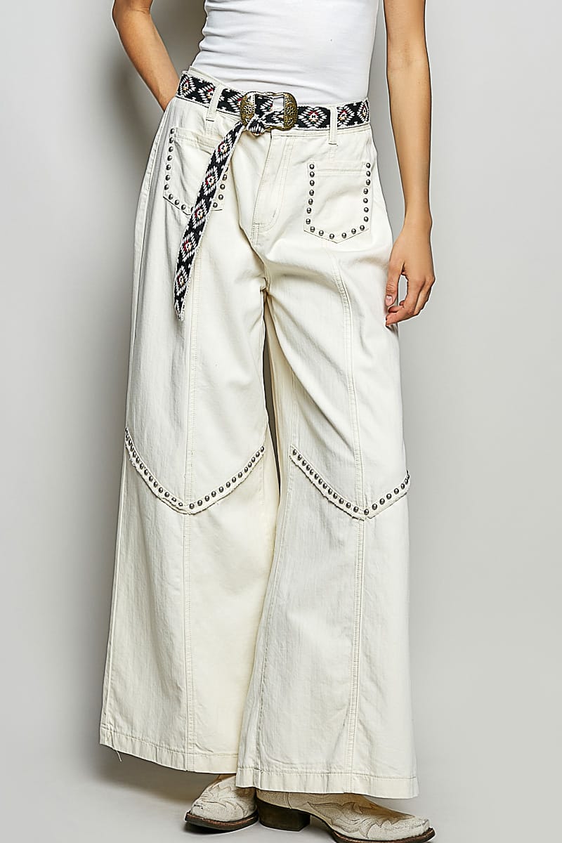 High-Rise Wide Pants-CREAM POL S GWP127