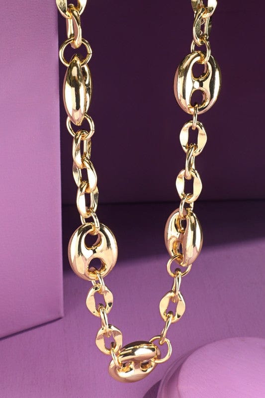 Interlocked Chain Link Necklace-Gold Shirleys of Collins ST2DLN7381