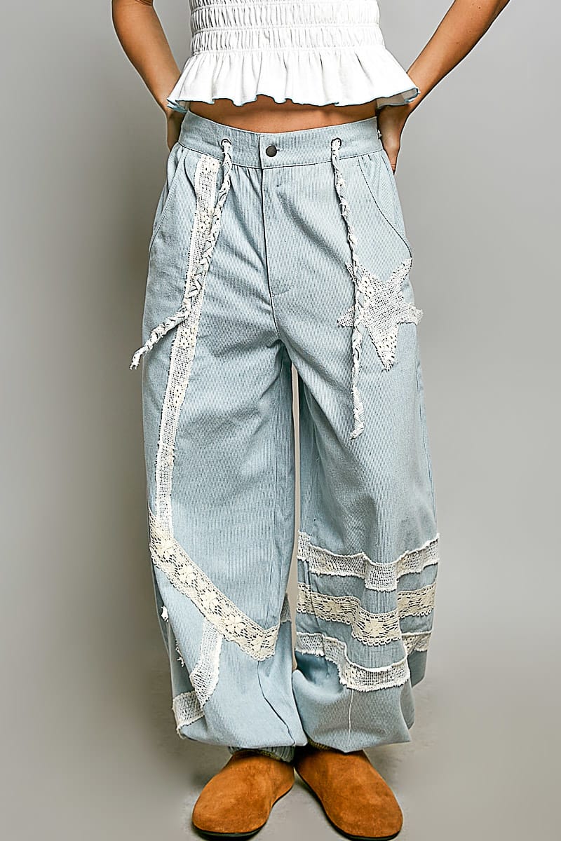 Jogger Pants-DENIM STRIPE POL