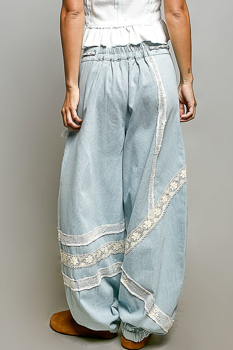 Jogger Pants-DENIM STRIPE POL S UWP139A