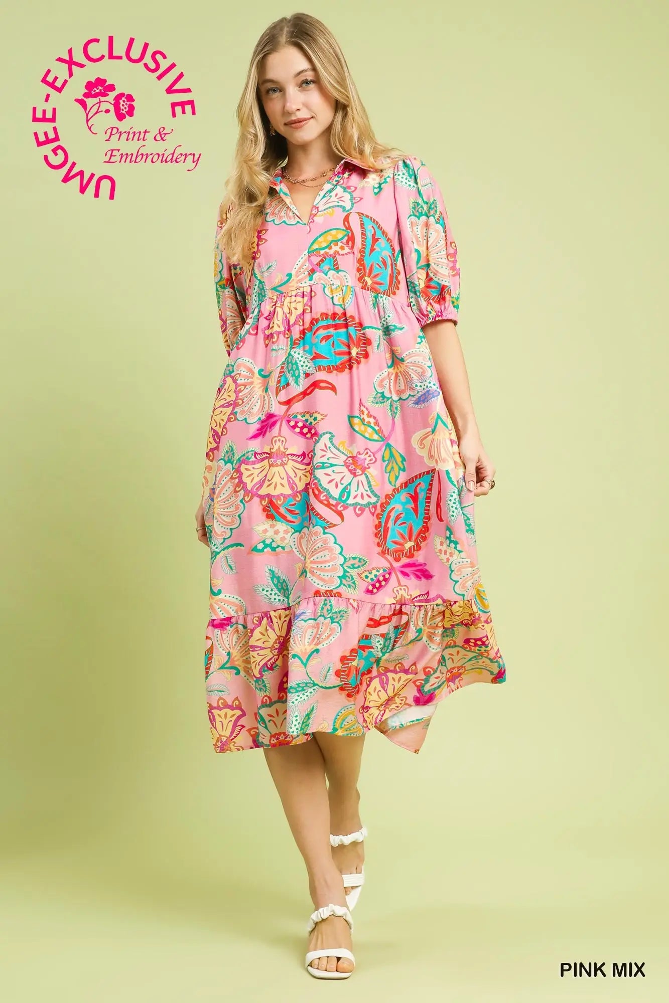 Mix Paisley Print Maxi Dress Umgee