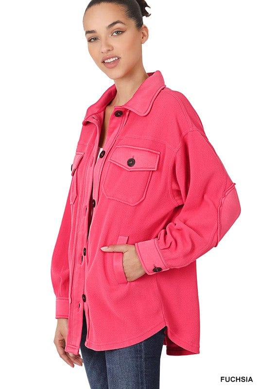 Oversized Basic Fleece Shacket ZENANA FUCHSIA / M 1000001014082