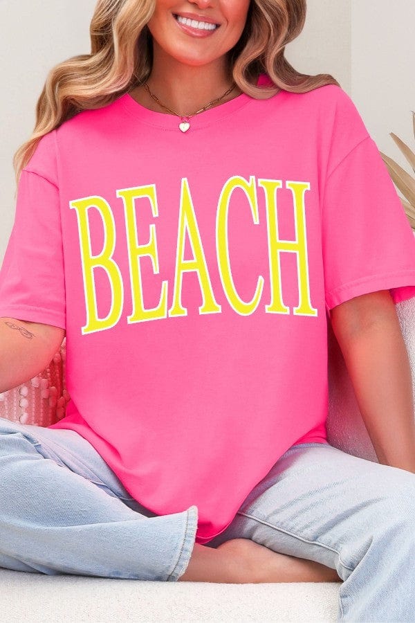 Oversized Neon Beach Summer Graphic Tee Shirt Dash Forward S NeonBeachSummerTee