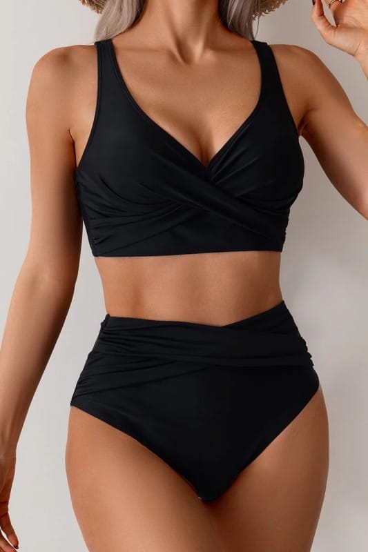 Pink Wrap Front High Waist Bikini 2pc Set AIWEE S GM25032
