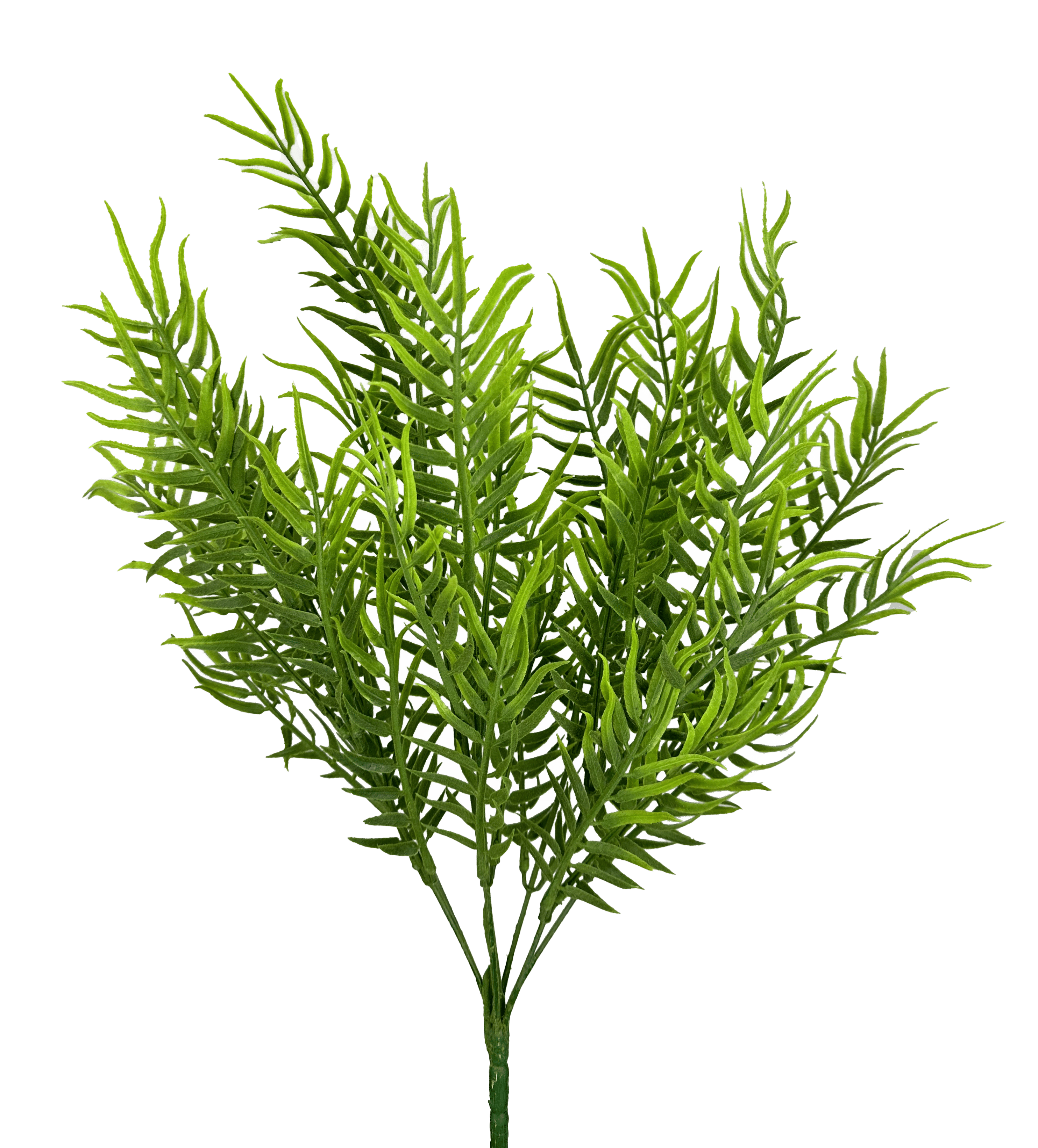 PLASTIC FLOCKED FISHTAIL FERN BUSH X7 H21 Liberty Floral 13629GN