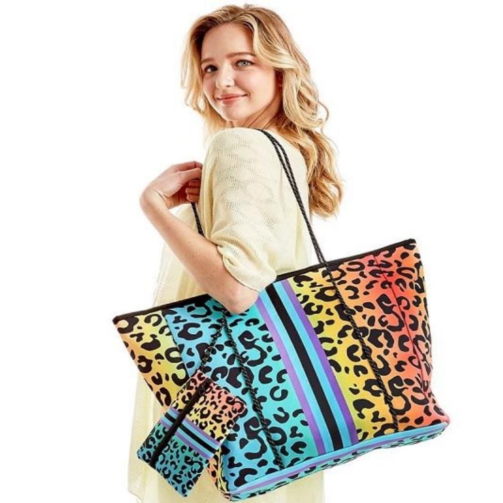 RAINBOW LEOPARD TOTE BAG LOA-374 Shirleys of Collins