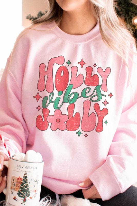 RETRO HOLLY JOLLY VIBES GRAPHIC SWEATSHIRT BLUME AND CO. PINK / S 2000001044608