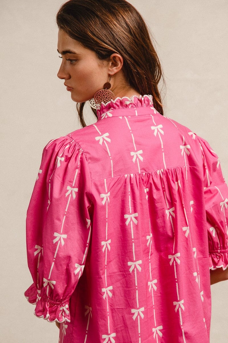 Ribbon Patterns With Scallops Edge Details Short Sleeve Bibi