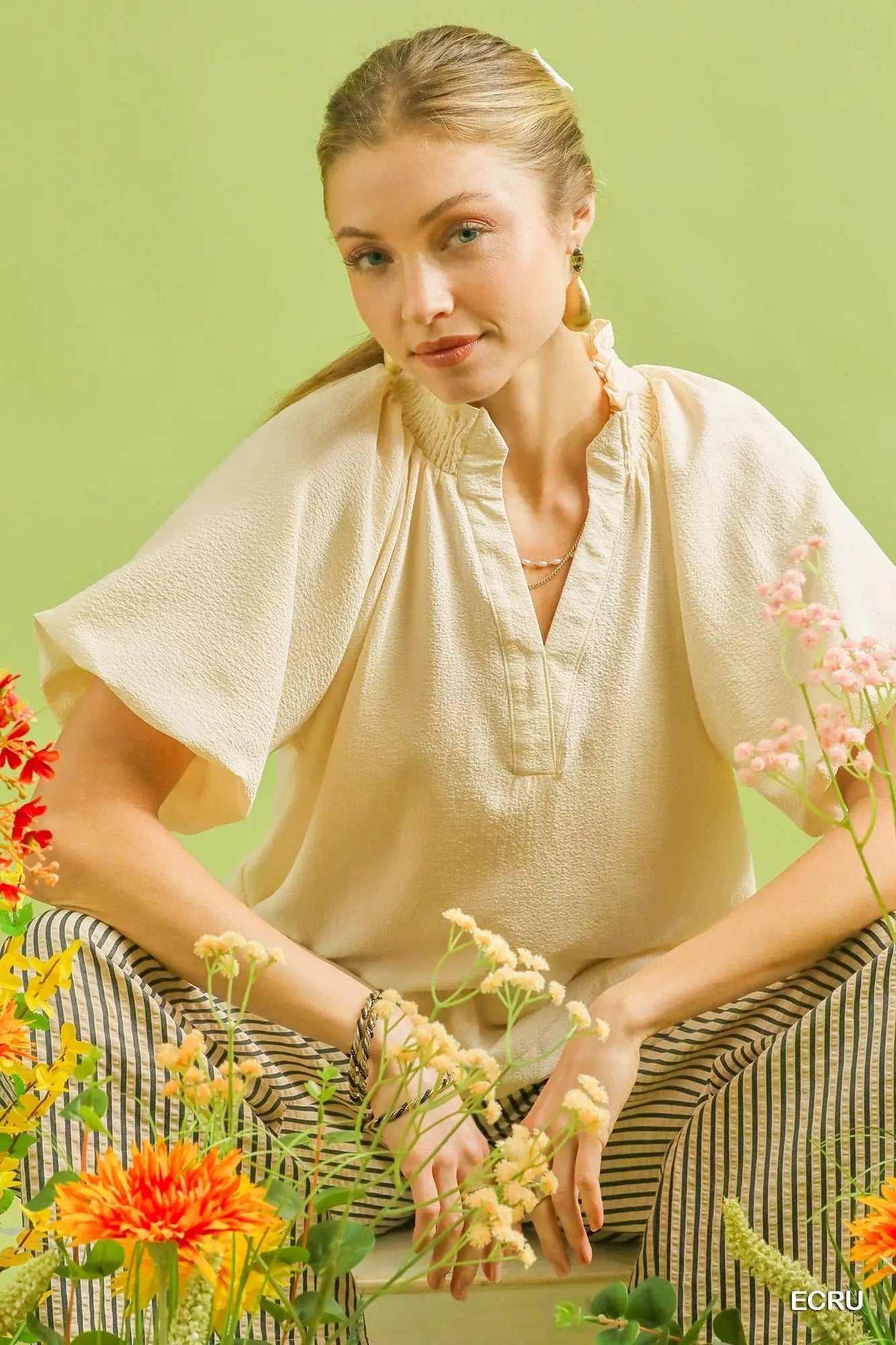 Scalloped Hem Textured Blouse Umgee