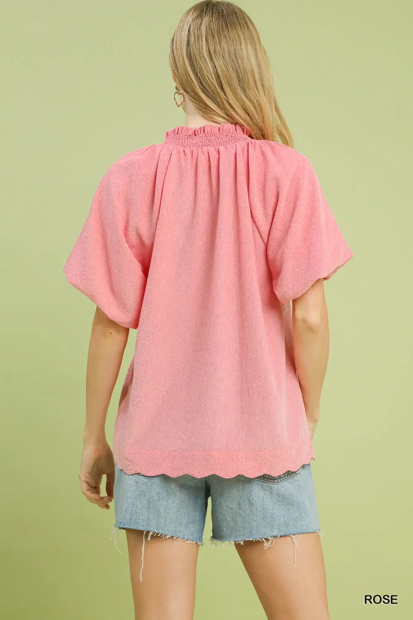 Scalloped Hem Textured Blouse Umgee